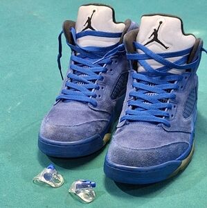 Nike Air Jordan 5's Retro Blue Suede With Lace Locks
